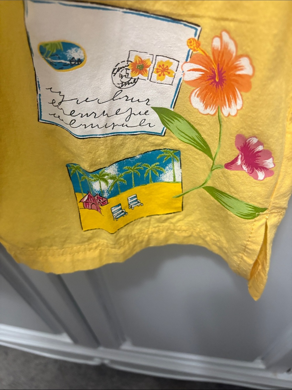 Erika Bright Yellow Elastic Waist Skirt with Drawstring - L - decorated on leg!